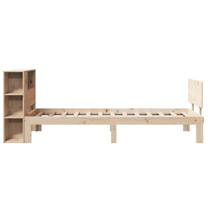 Bed met boekenkast zonder matras massief grenenhout 75x190 cm
