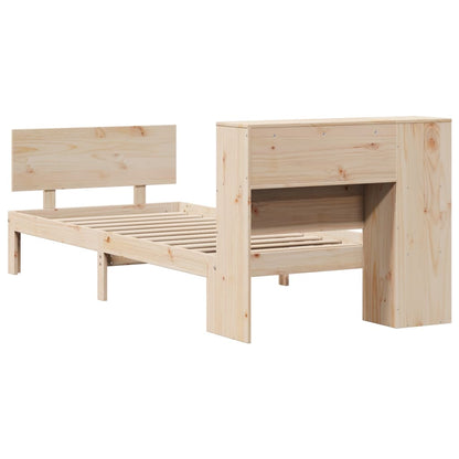 Bed met boekenkast zonder matras massief grenenhout 75x190 cm