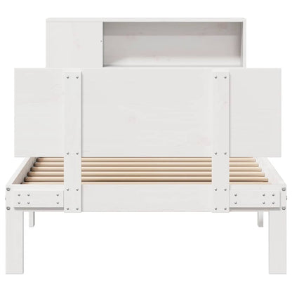 Bed Met Boekenkast Zonder Matras Grenenhout 75 x 190 cm Wit