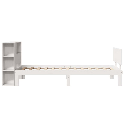 Bed Met Boekenkast Zonder Matras Grenenhout 75 x 190 cm Wit
