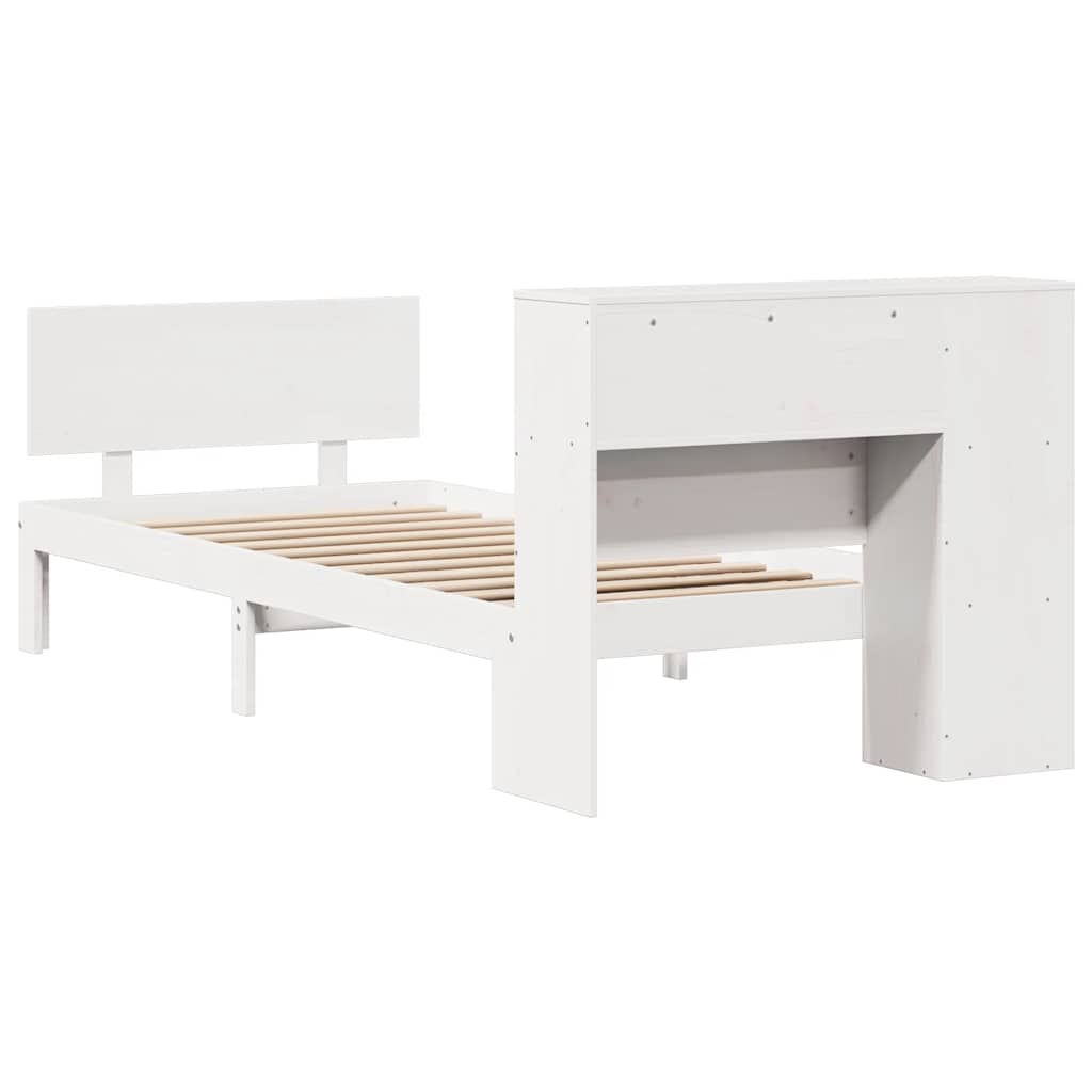 Bed Met Boekenkast Zonder Matras Grenenhout 75 x 190 cm Wit