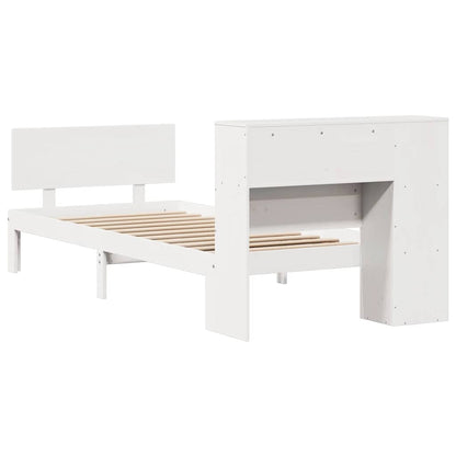 Bed Met Boekenkast Zonder Matras Grenenhout 75 x 190 cm Wit