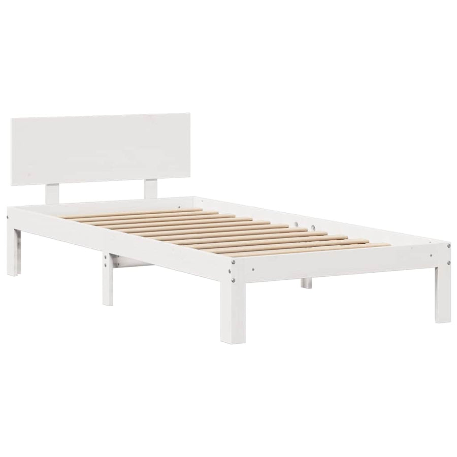 Bed met boekenkast zonder matras grenenhout wit 75x190 cm