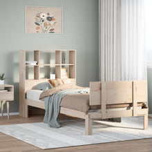 Bed Met Boekenkast Zonder Matras Massief Grenenhout 90 x 190 cm Naturel