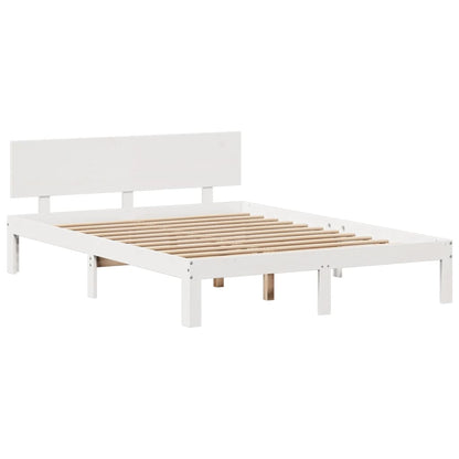 Bed met boekenkast zonder matras grenenhout wit 140x190 cm