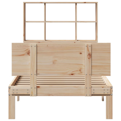 Bed Met Boekenkast Zonder Matras Massief Grenenhout 90 x 200 cm Naturel