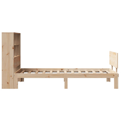 Bed Met Boekenkast Zonder Matras Massief Grenenhout 90 x 200 cm Naturel