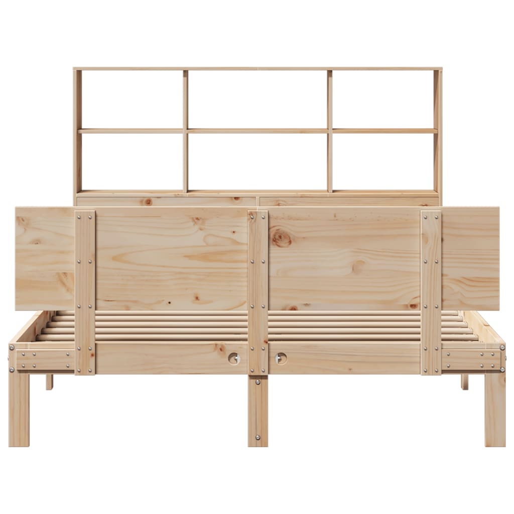 Bed met boekenkast zonder matras massief grenenhout 160x200 cm