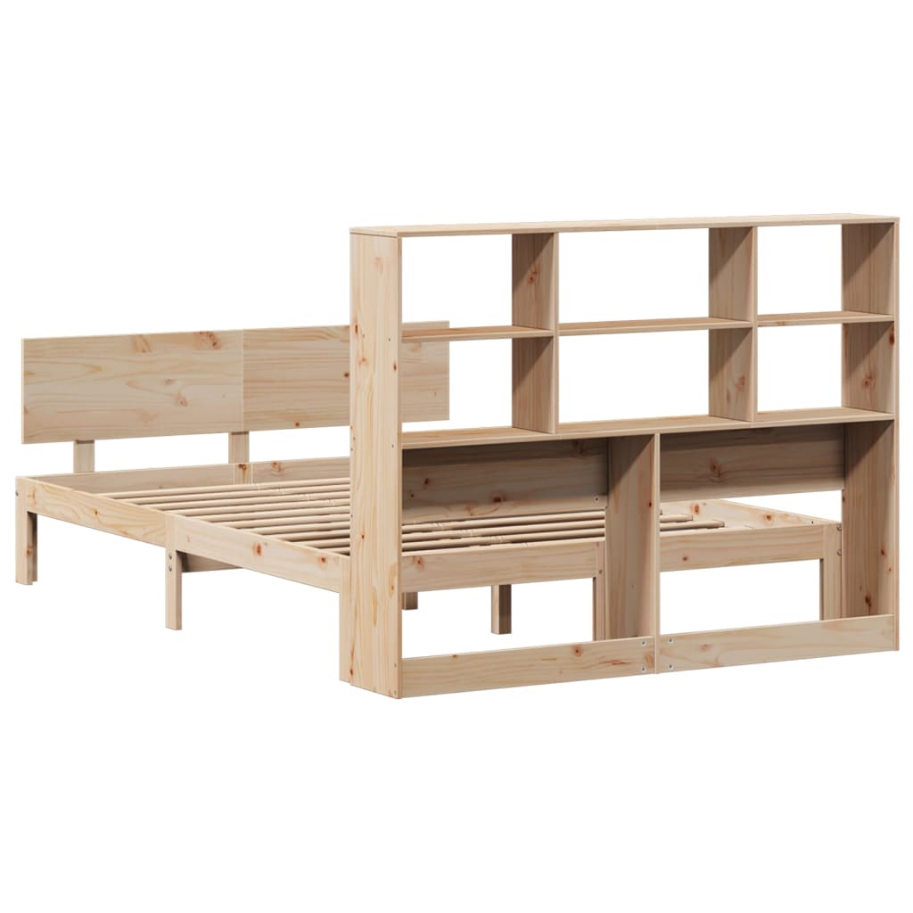Bed met boekenkast zonder matras massief grenenhout 160x200 cm