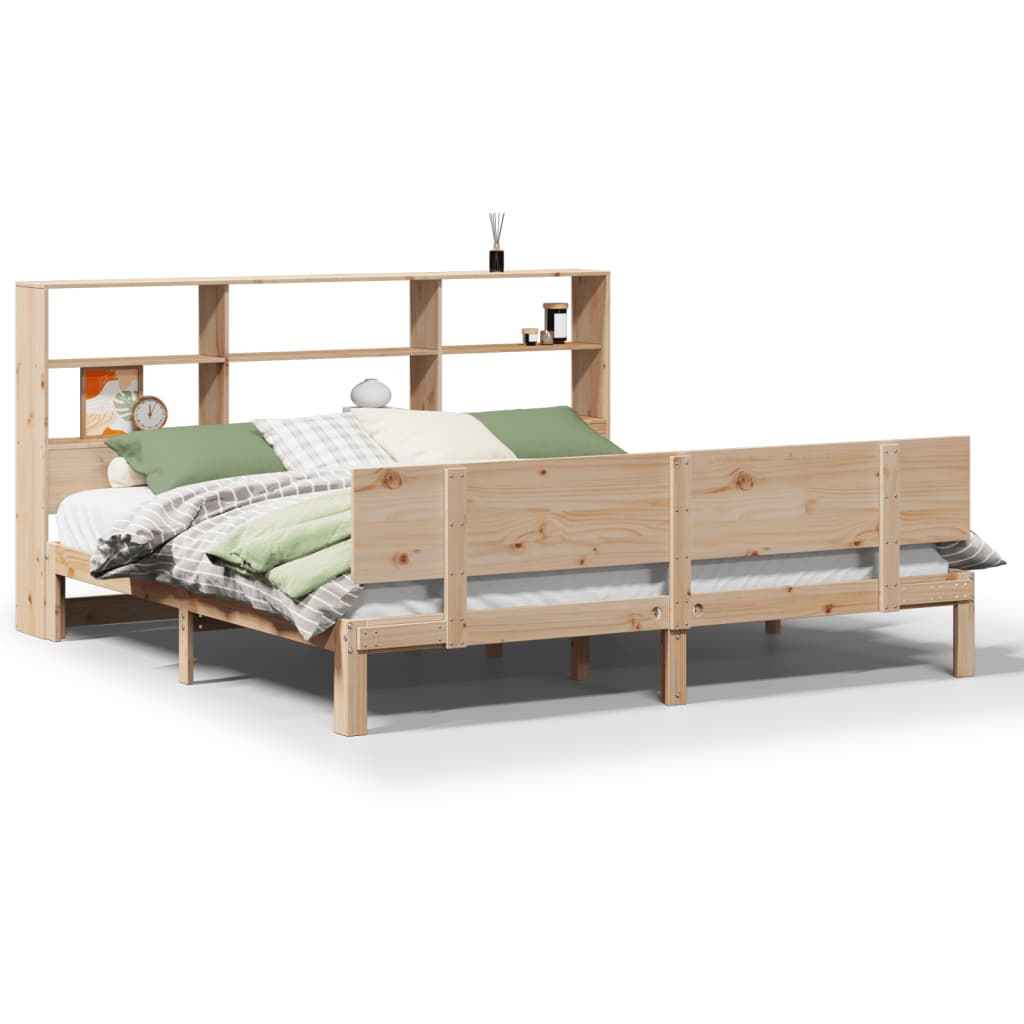 Bed met boekenkast zonder matras massief grenenhout 180x200 cm