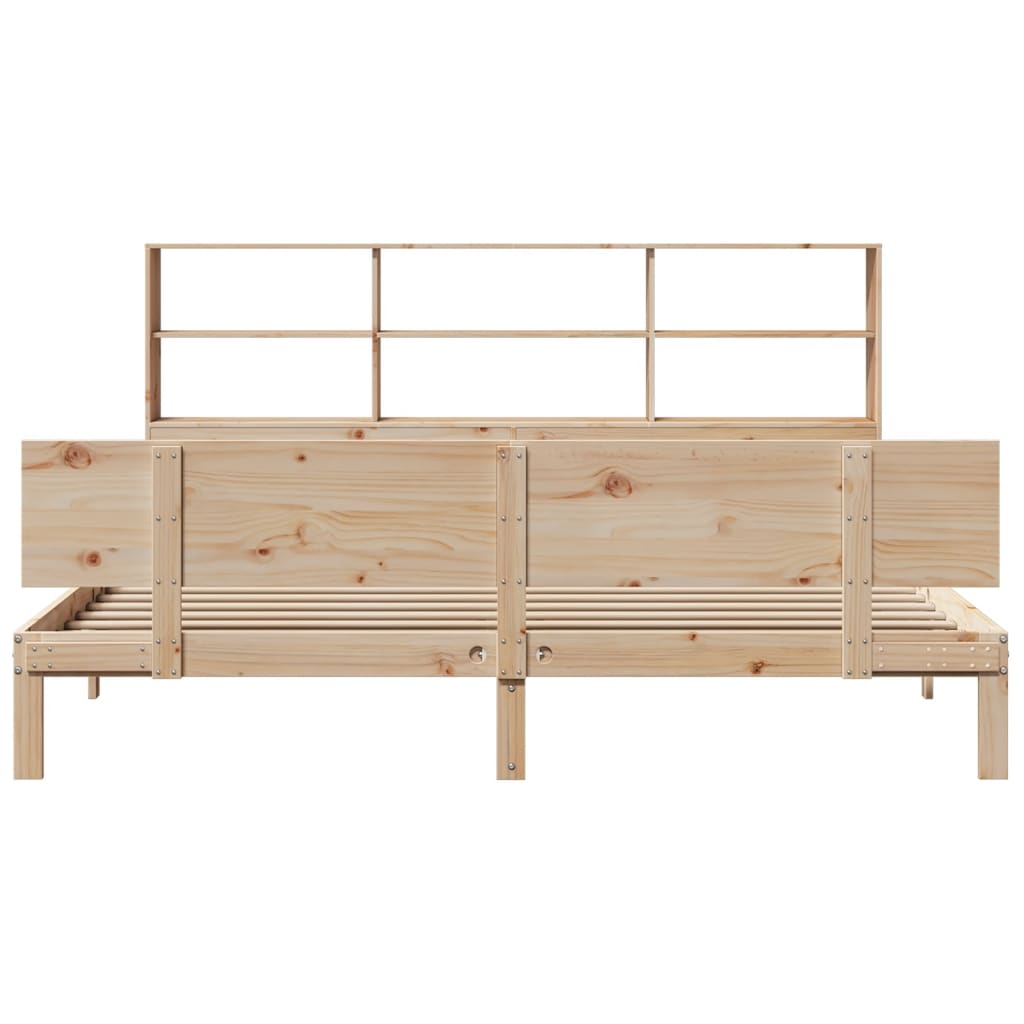 Bed met boekenkast zonder matras massief grenenhout 180x200 cm