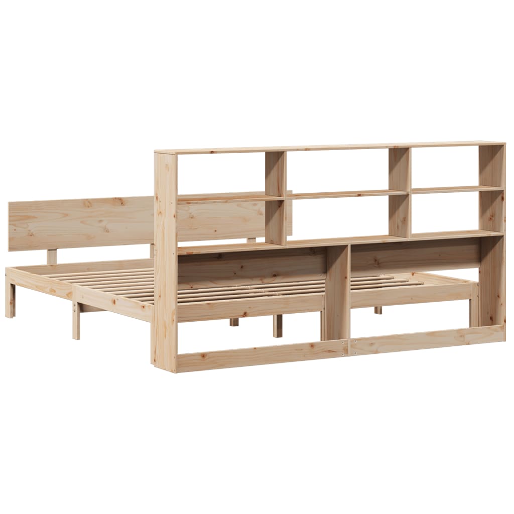 Bed met boekenkast zonder matras massief grenenhout 180x200 cm