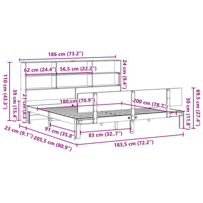 Bed met boekenkast zonder matras massief grenenhout 180x200 cm