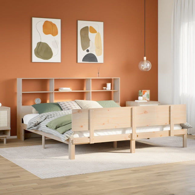 Bed met boekenkast zonder matras massief grenenhout 180x200 cm