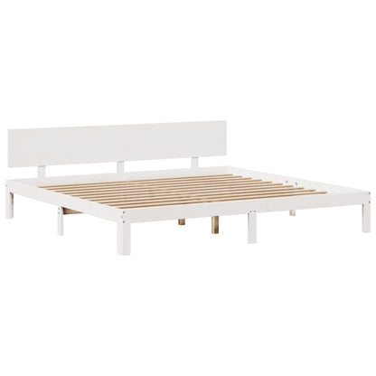Bed met boekenkast zonder matras grenenhout wit 180x200 cm