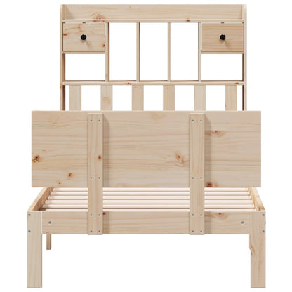 Bed met boekenkast zonder matras massief grenenhout 90x190 cm