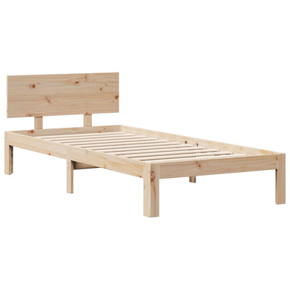 Bed met boekenkast zonder matras massief grenenhout 90x190 cm