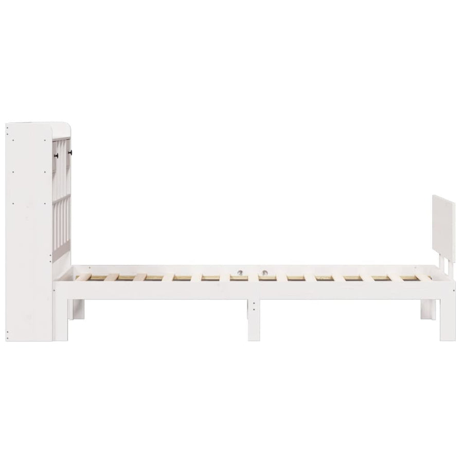 Bed met boekenkast zonder matras grenenhout wit 90x190 cm