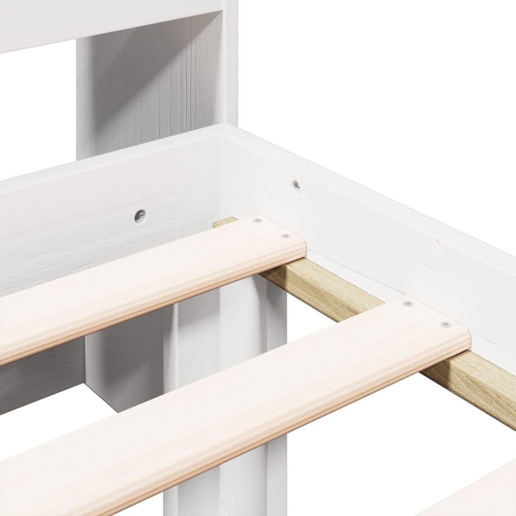 Bed met boekenkast zonder matras grenenhout wit 90x190 cm