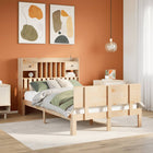 Bed met boekenkast zonder matras massief grenenhout 120x190 cm