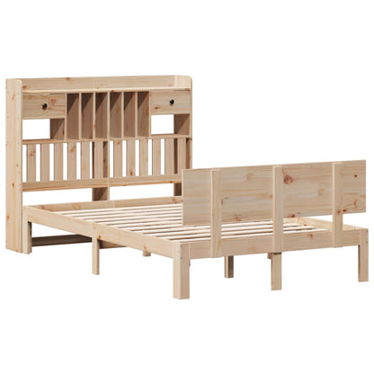 Bed met boekenkast zonder matras massief grenenhout 135x190 cm