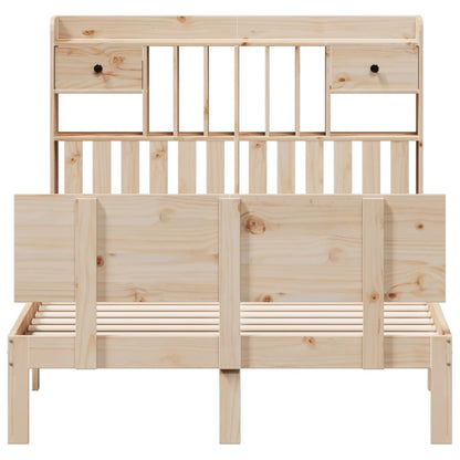 Bed met boekenkast zonder matras massief grenenhout 135x190 cm