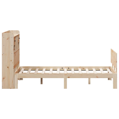 Bed met boekenkast zonder matras massief grenenhout 135x190 cm