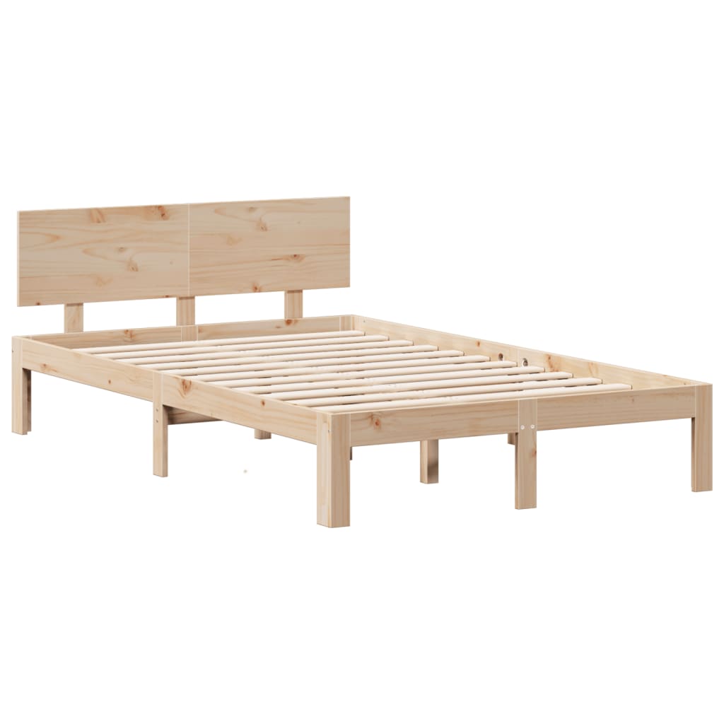 Bed met boekenkast zonder matras massief grenenhout 135x190 cm
