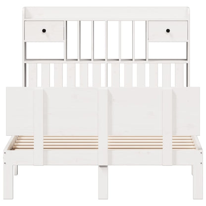 Bed met boekenkast zonder matras grenenhout wit 135x190 cm