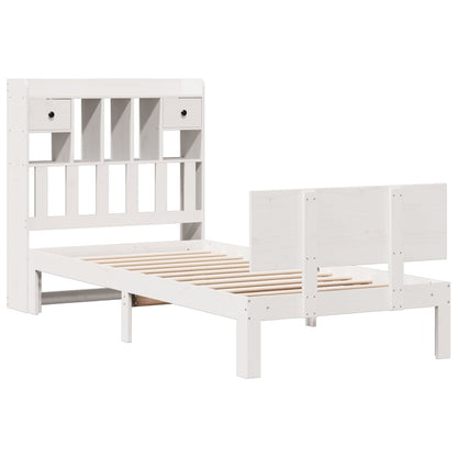Bed met boekenkast zonder matras grenenhout wit 90x200 cm