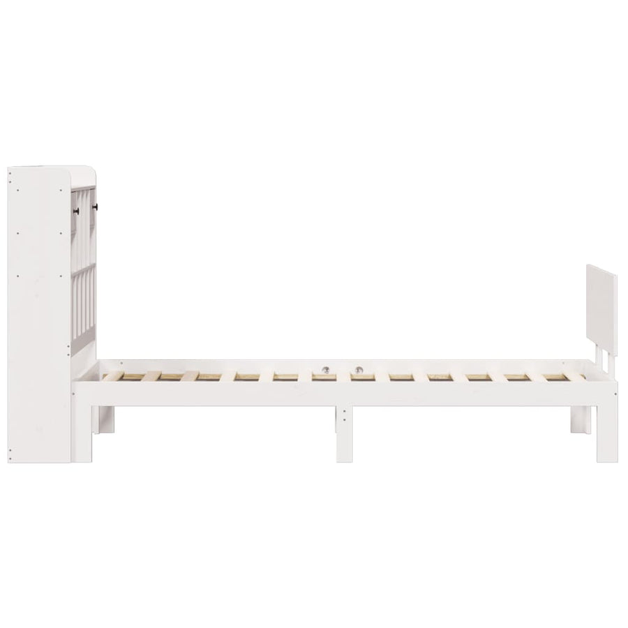 Bed met boekenkast zonder matras grenenhout wit 90x200 cm