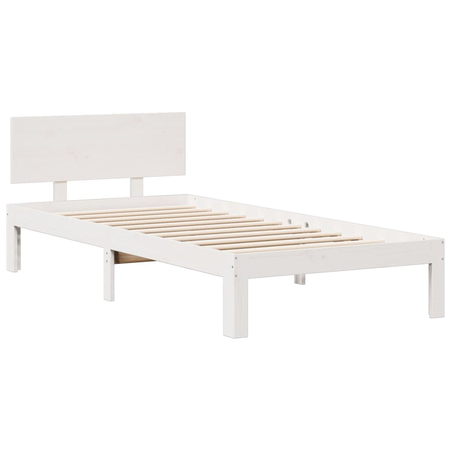 Bed met boekenkast zonder matras grenenhout wit 90x200 cm