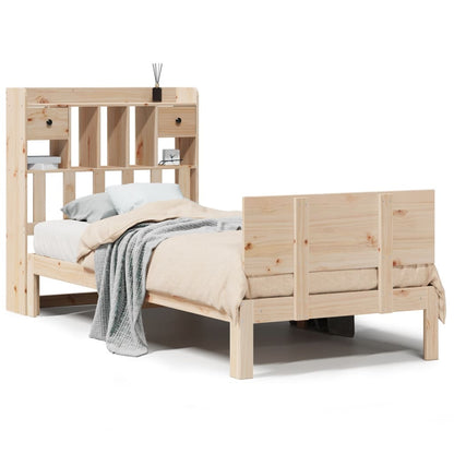 Bed met boekenkast zonder matras massief grenenhout 100x200 cm