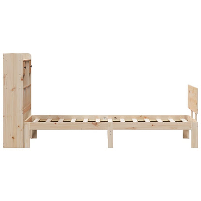 Bed met boekenkast zonder matras massief grenenhout 100x200 cm