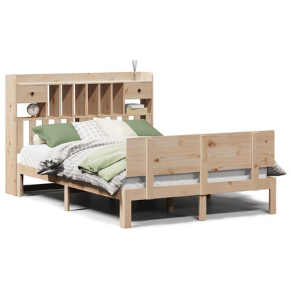 Bed met boekenkast zonder matras massief grenenhout 140x200 cm