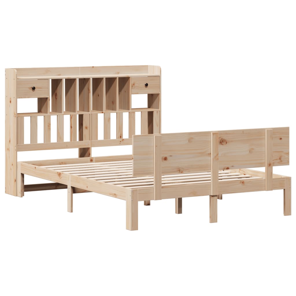 Bed met boekenkast zonder matras massief grenenhout 140x200 cm