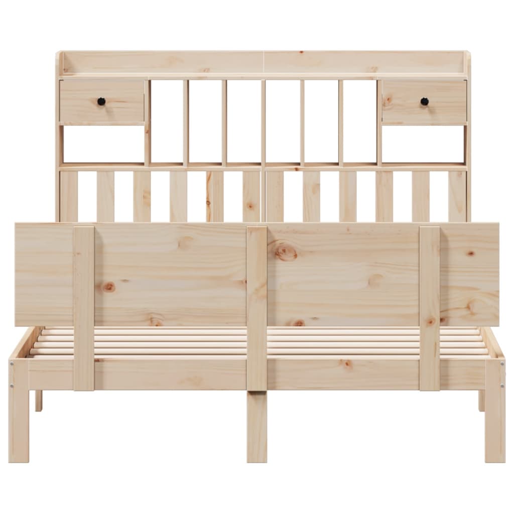 Bed met boekenkast zonder matras massief grenenhout 140x200 cm