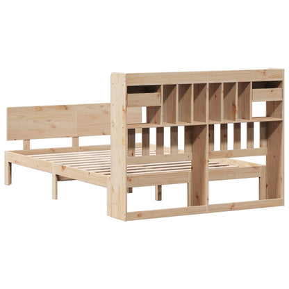 Bed met boekenkast zonder matras massief grenenhout 140x200 cm