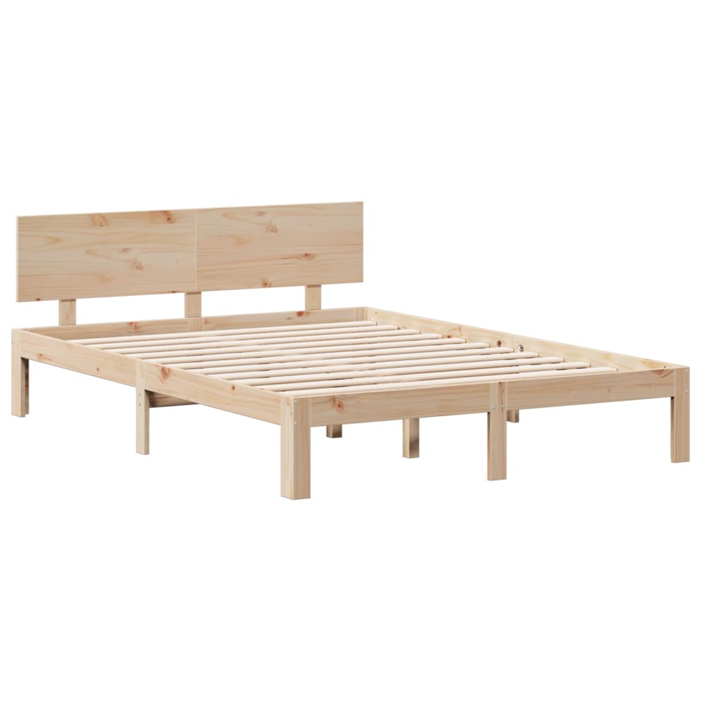 Bed met boekenkast zonder matras massief grenenhout 140x200 cm