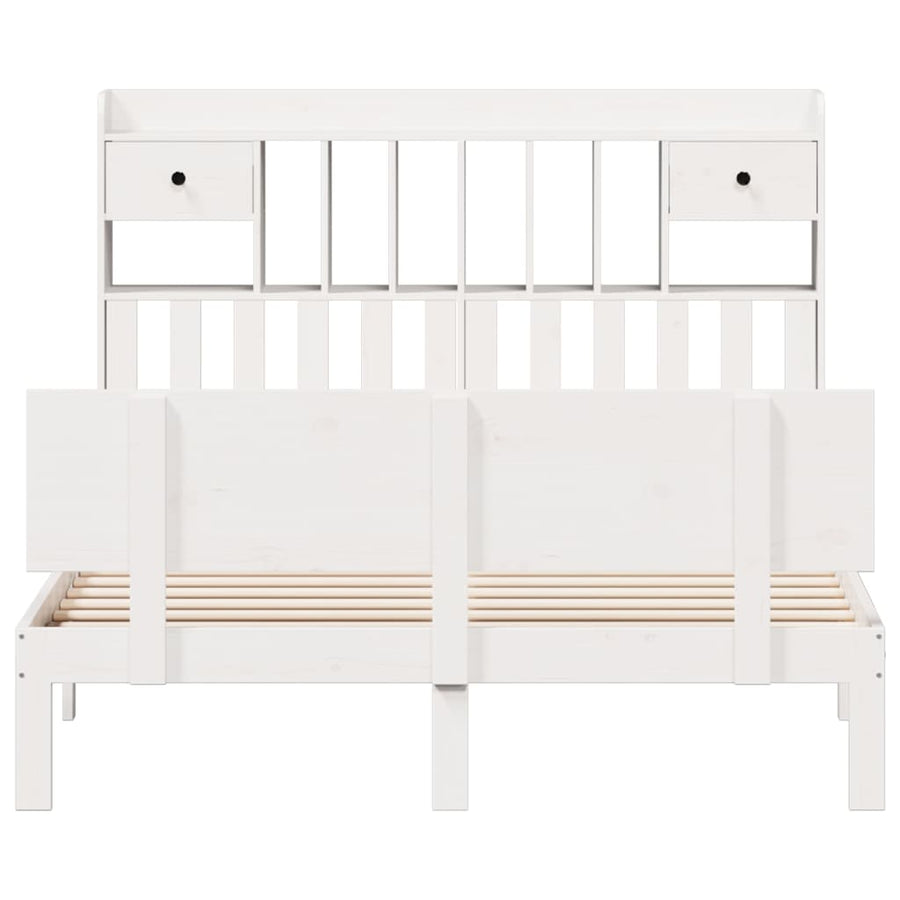 Bed met boekenkast zonder matras grenenhout wit 140x200 cm