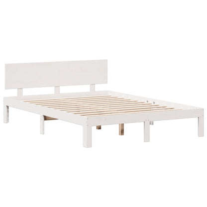 Bed met boekenkast zonder matras grenenhout wit 140x200 cm