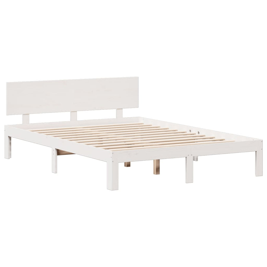 Bed met boekenkast zonder matras grenenhout wit 140x200 cm