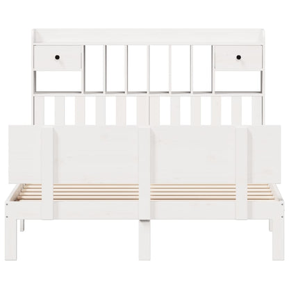Bed met boekenkast zonder matras grenenhout wit 150x200 cm