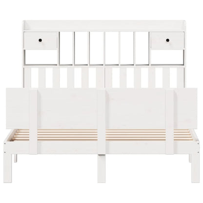 Bed met boekenkast zonder matras grenenhout wit 160x200 cm