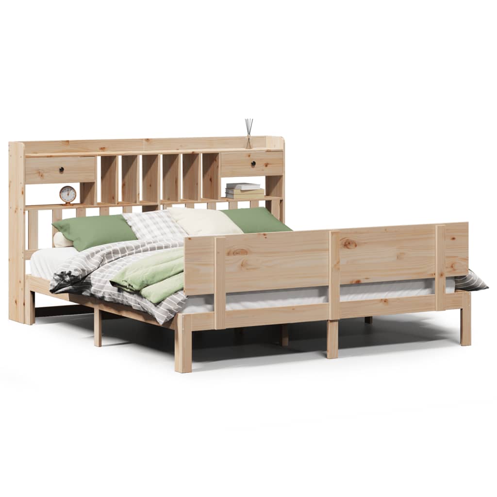 Bed met boekenkast zonder matras massief grenenhout 180x200 cm