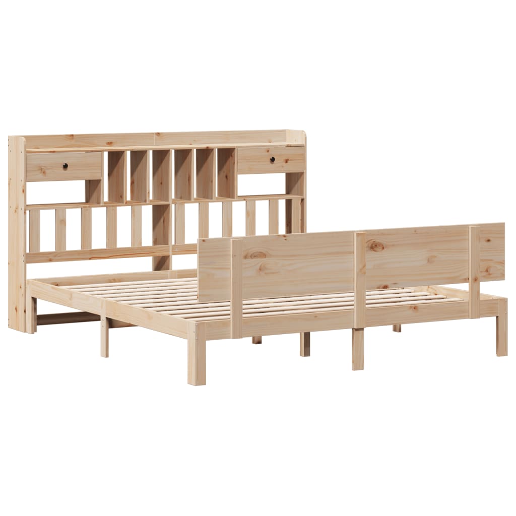 Bed met boekenkast zonder matras massief grenenhout 180x200 cm
