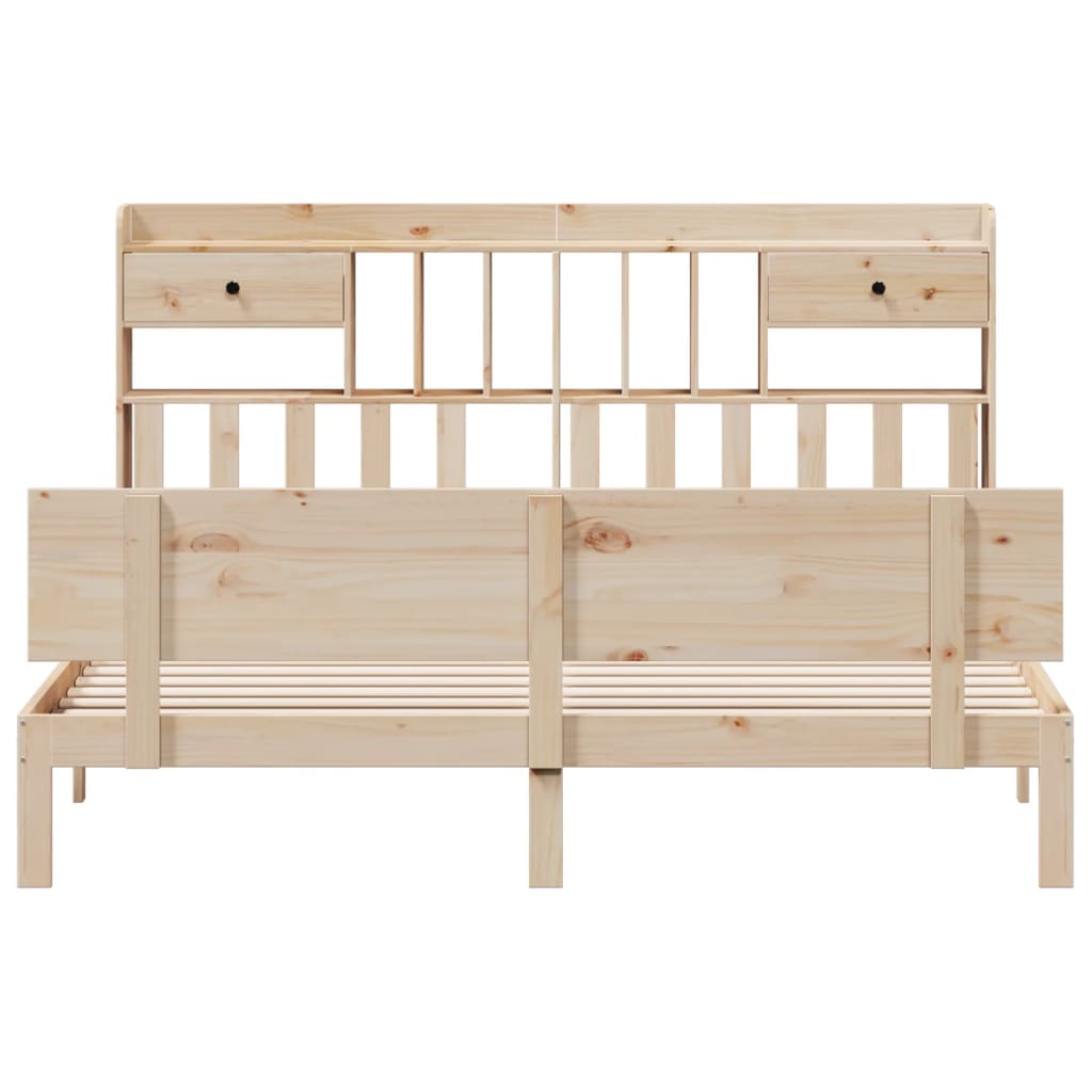 Bed met boekenkast zonder matras massief grenenhout 180x200 cm