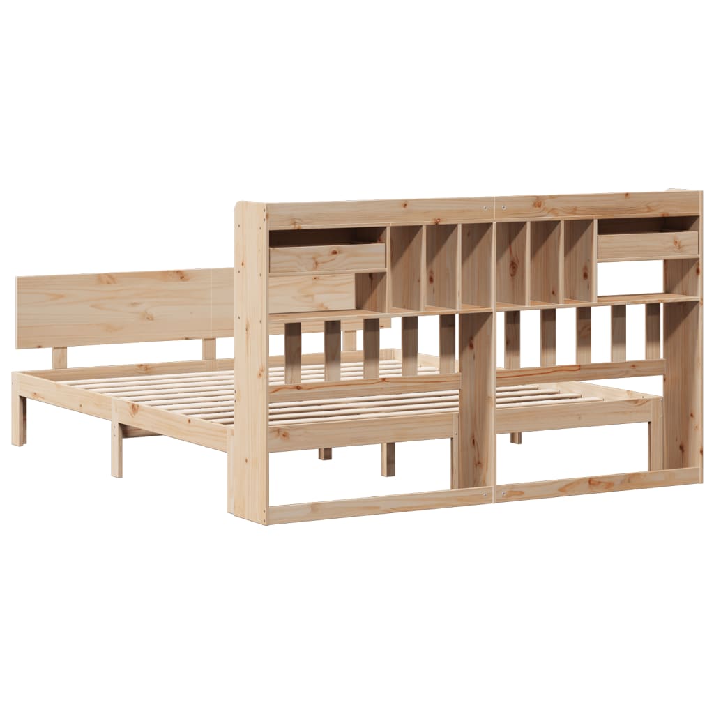 Bed met boekenkast zonder matras massief grenenhout 180x200 cm