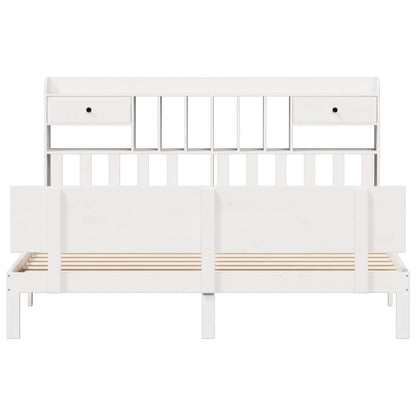 Bed met boekenkast zonder matras grenenhout wit 180x200 cm