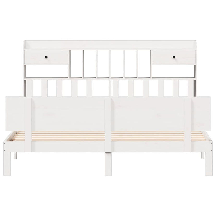 Bed met boekenkast zonder matras grenenhout wit 180x200 cm